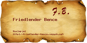 Friedlender Bence névjegykártya